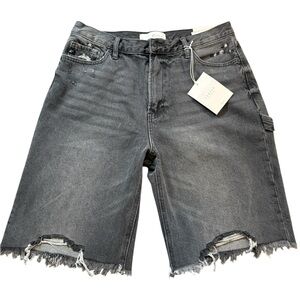KanCan High-Rise Faded Black Distressed Denim Shorts Womens Size 11/29